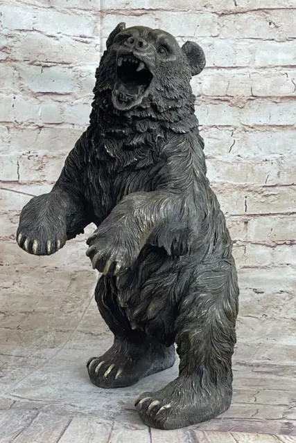 Gorgeous Bronze Grizzly Bear Sculpture Remington Hot Cast Art Deco Figurine Sale