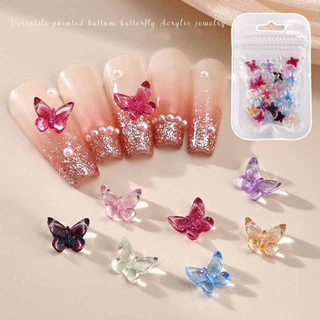 30 Pz. Farfalla Per Unghie Diamanti Accessori Per Unghie Decor Nail Art A