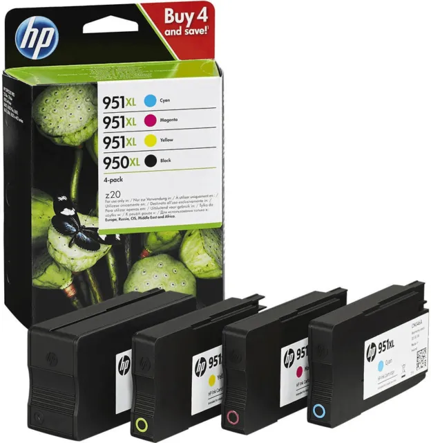 4 X Genuine Original Hp Ink Cartridges 951Xl Cyan Magenta Yellow And 950Xl Black