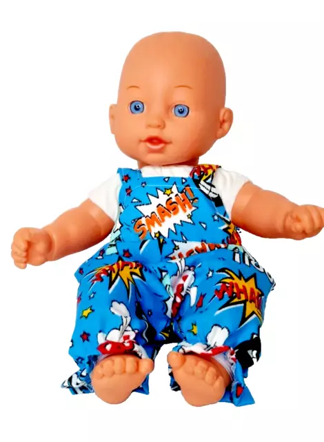 11"-12" baby dolls clothes hero print dungarees handmade to fit 28-30cm doll