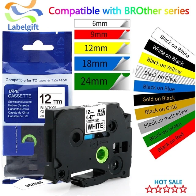 COMPATIBLE BROTHER P-TOUCH Label Tapes with 6mm, 9mm, 12mm, 24mm, 36mm ...