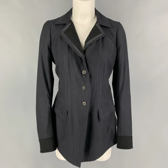 NIGEL PRESTON Size M Navy Wool Cotton Contrast Stitch Jacket Blazer