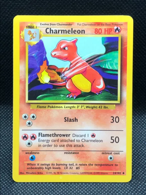 Charmeleon   Base Set - Pokemon Card - 24/102 1st Unlimited Edition [1999]