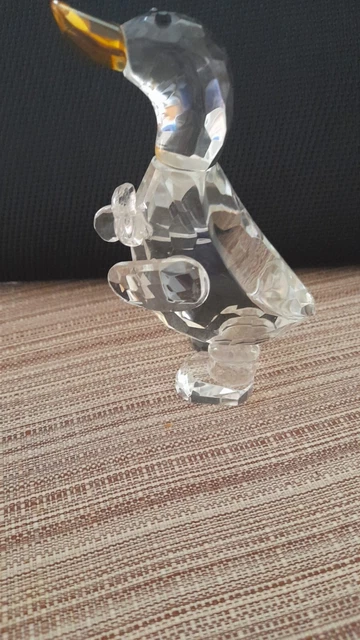 Clear Body Yellow Beak Crystal Duck Or Goose Bird Figurine