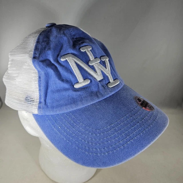 New York City Hat Womens NY Logo Blue White Mesh Adjustable Strap Buckle Cap