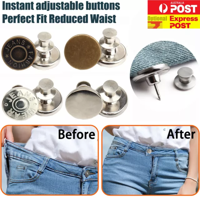 2Pcs Detachable No Sew Instant Waist Adjust Button Pins For Jeans Jacket Pants