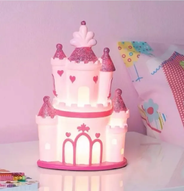 Pink Princess Castle Table Lamp -Kids Girls Bedroom Night Light Decor/Gift