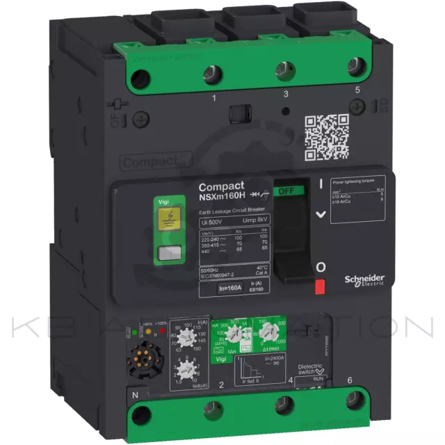Schneider LV426723 Compact NSXm Earth Leakage Circuit Breaker (ELCB) 160A - 36kA