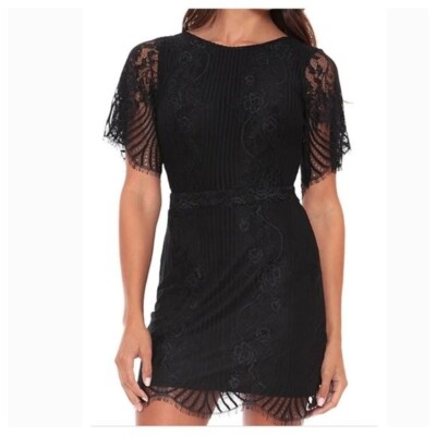 For Love and Lemons Women's San Marcos Mini Dress Lace Open Back Black Size XS