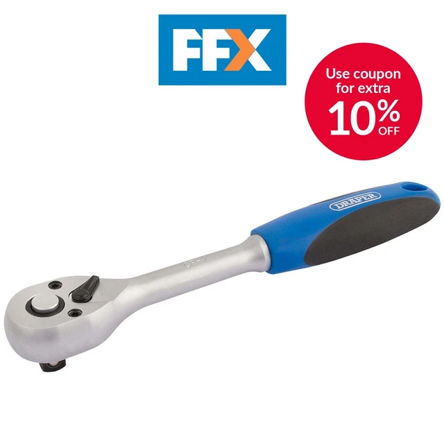 Draper 16428 3/8in Sq Dr 72 Tooth Reversible Soft Grip Ratchets