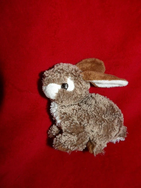 Doudou Peluche Créations Dani Lapin Assis Marron Blanc 16 CM