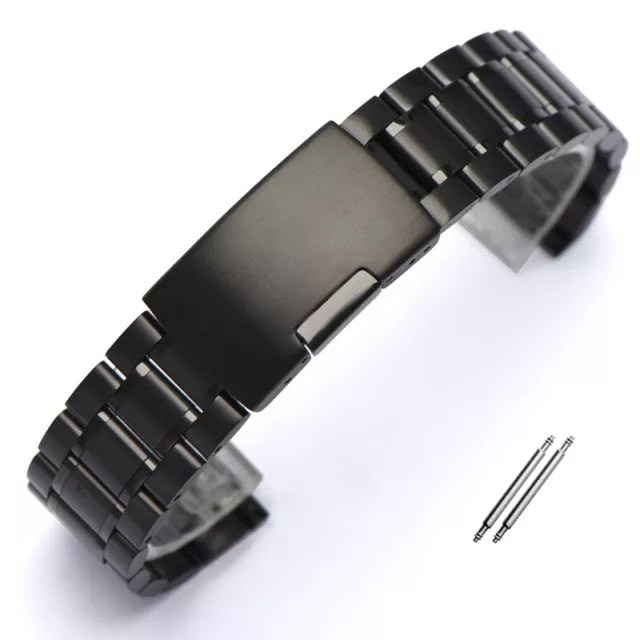 Edelstahl PVD Schwarz Metal Armband Ersatz Uhrenarmband Uhren Strap Verschluss