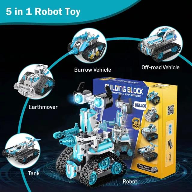 anysun STEM Robot Toys for Kids, 5 in 1 Building Toys, APP & Remote Control R... 2