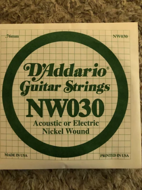 D'Addario NW030 Nickel Wound Electric Guitar Single String, .030