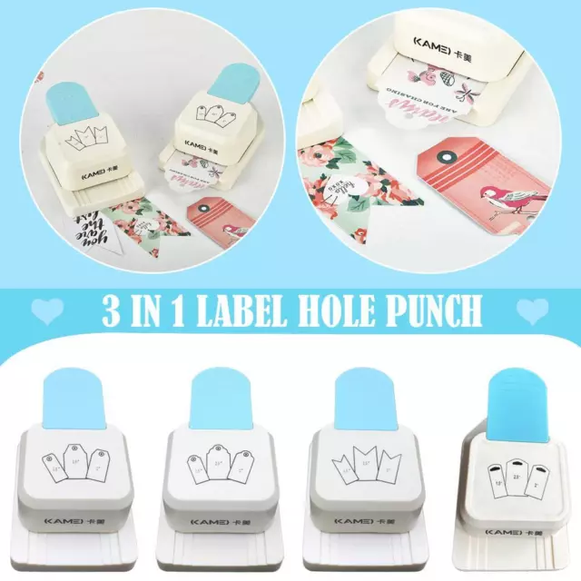 3 in 1 Craft Tag Punch Gift Tag Paper Punch Small Hole Punch for Tags  Scrapbooking Supplies 1.5/2/ 2.5 Inches Craft Puncher with Rope for Paper