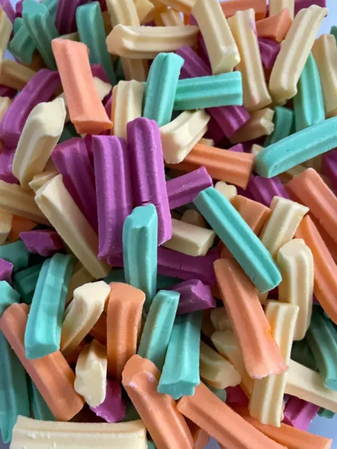 Mini Fruity Sticks 1Kg Pink Green Yellow Orange Blue Purple Lollies Rainbow 3