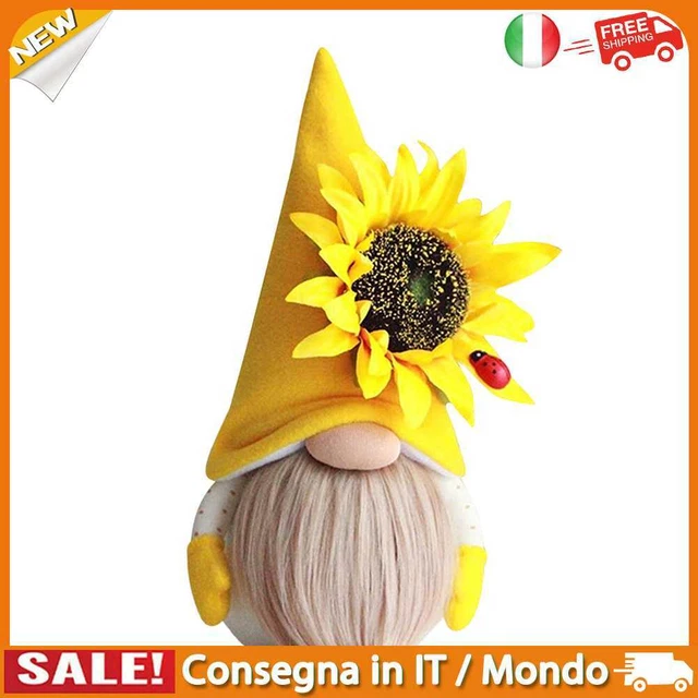 IT Sunflowers Bee Gnome Plush Faceless Nisse Elf Dwarf Tomte Doll (Yellow)