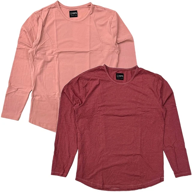 Cuts Clothing Mens Curve Hem Long Sleeve Crew Signature Fit PYCA Pro Tee T-Shirt