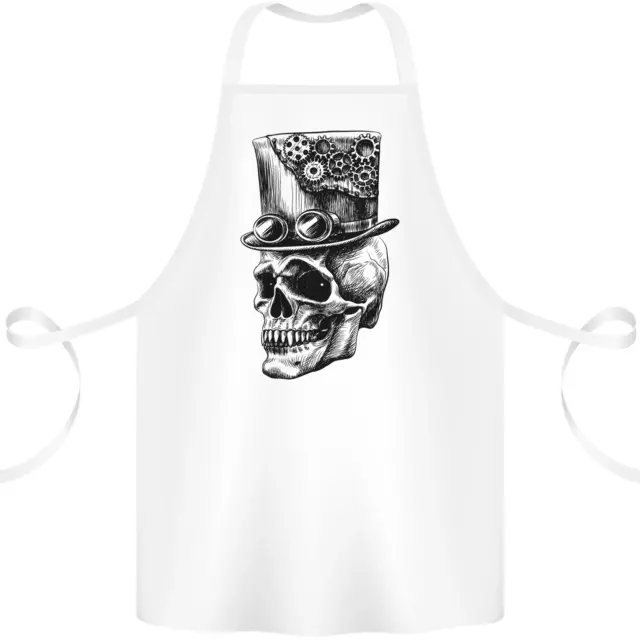 Steampunk Skull With Top Hat Cotton Apron 100% Organic