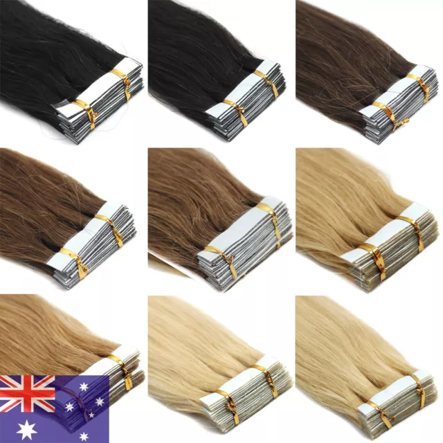 Premium Tape in Hair Extensions Seamless Invisible Skin Wefts Remy Human Hair AU