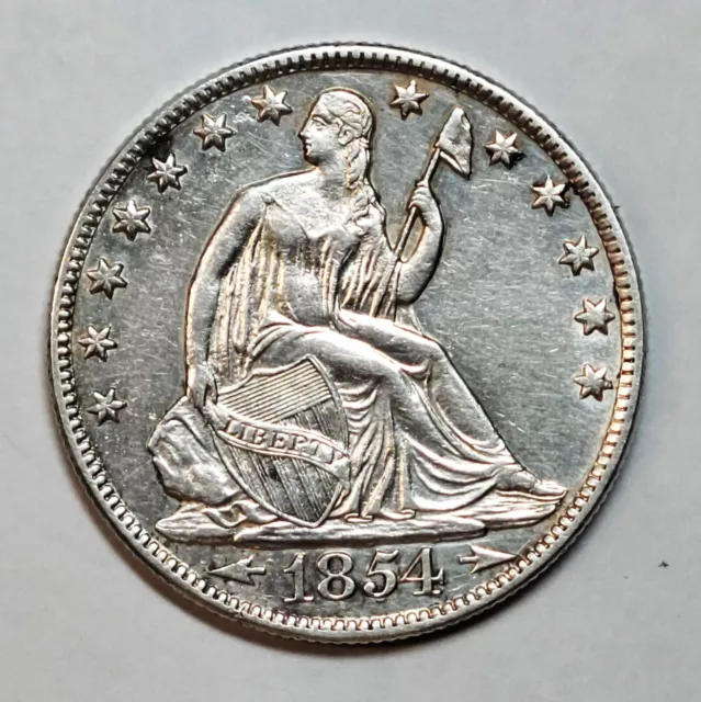 1854O US Mint 50c Seated Liberty Half Dollar – XF Details