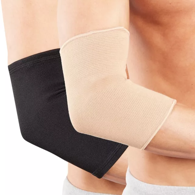 Actesso Elbow Support Sleeve for Arm Pain Injury Work Gym Sport - Black Beige