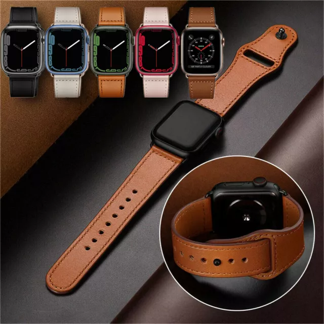 Bracelet Apple Watch En Cuir Véritable 40/44 Mm Pour Iwatch Series5 4 3 2 38/ R