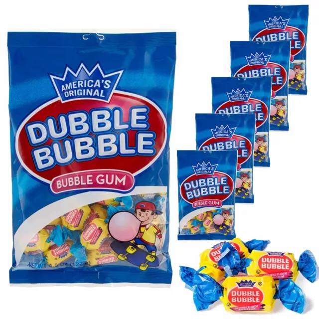 6 Bags Original Flavor Dubble Bubble Gum Chewing Candy Pinata Easter 4.5oz Each