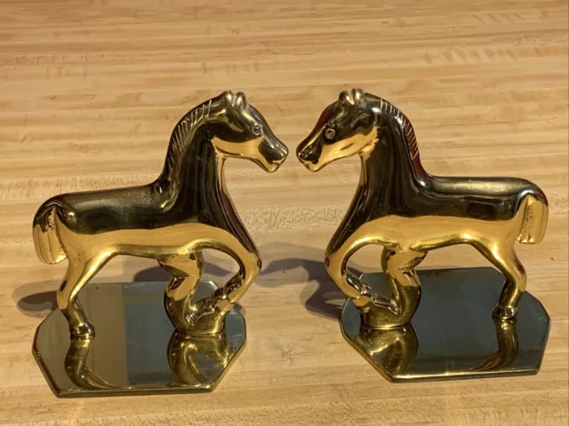 Vintage Virginia Metalcrafters Brass Horse Head Bookends Stallion Pony