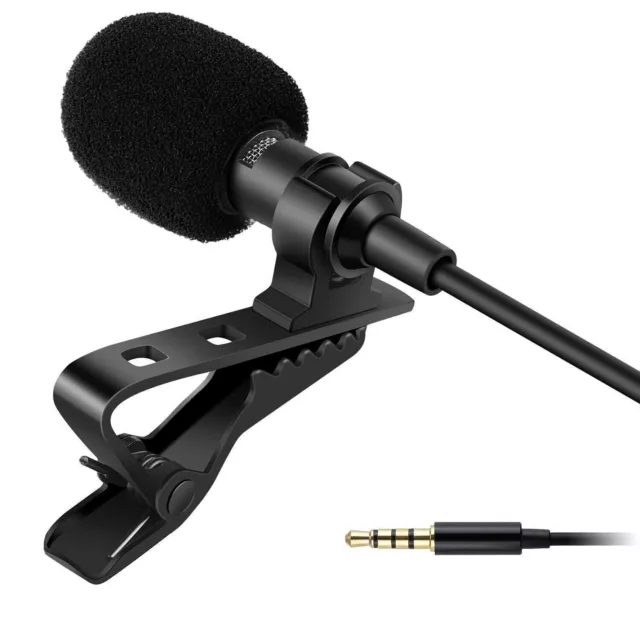 Clip-on Lapel Mini Lavalier Mic Microphone 3.5mm For Mobile Phone PC Recording