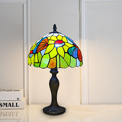 Lampada da tavolo Tiffany stile farfalla arte 10 pollici scrivania vetro colorato multicolore