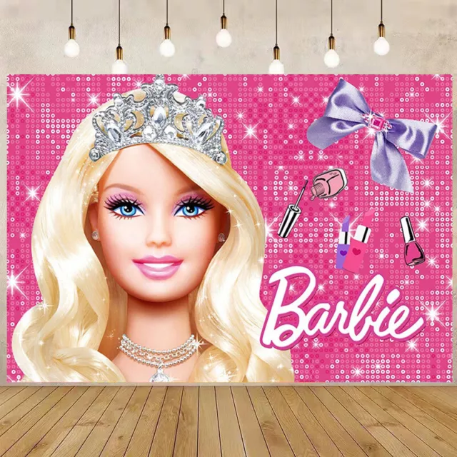 Girl Princess Backdrop Barbie Happy Birthday Background Banner Photo Party Decor