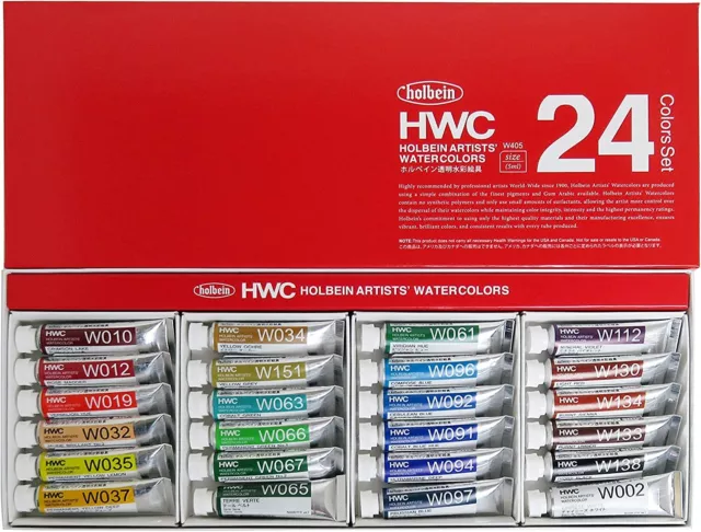 Holbein Artists Transparent Watercolors 24 color set 5ml W405 From Japan