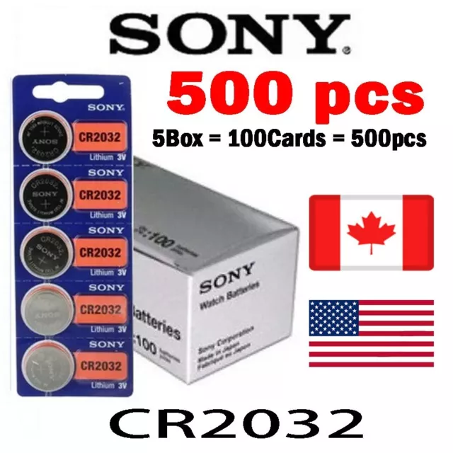 500 pcs SONY CR2032 Lithium Coin Battery 3V, Expire: 2030