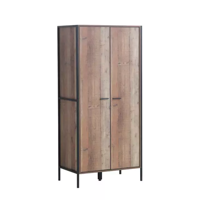 Tall Wooden 2 Door Wardrobe Storage Cupboard Clothes Rail Clothes Bedroom