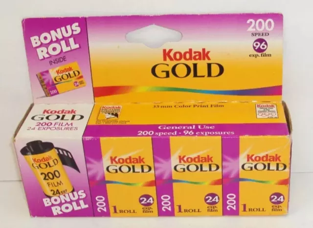 NIB New Kodak Gold 200 35mm Color Print Film 96 Exposures 4 Rolls