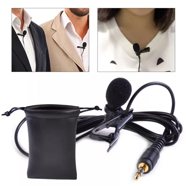 Mini 3.5mm Tie Clip on Mic Lapel Lavalier Microphone For Smart Phone PC Laptop