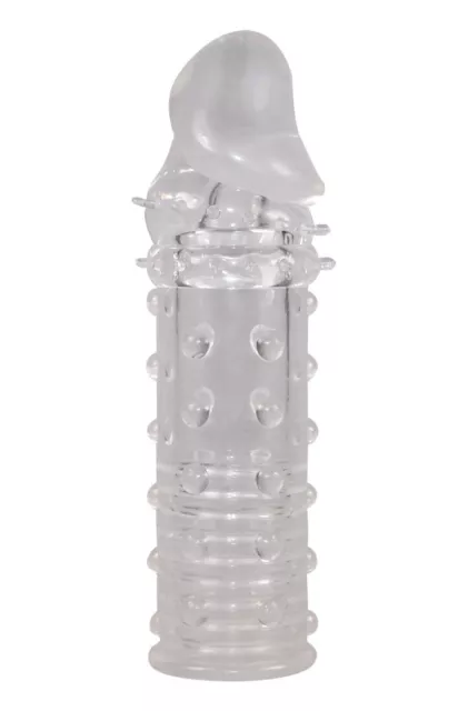 Penishülle Crystal Skin Penis-Verlängerung mit Noppen-Struktur Sleeve Clear 16cm