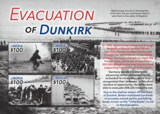 WWII 1940 The Evacuation of DUNKIRK (Allied Troops/Boats/Ships) 4v Stamp Sheet