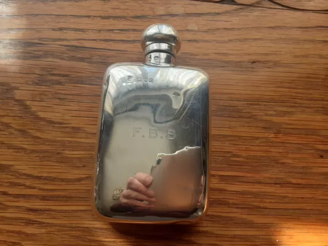 Antique Edwardian Sterling Silver Hip Flask London 1918 George Neal