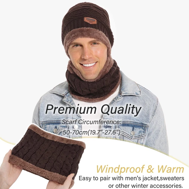 Gorro Para Hombre Gorros De Invierno Hombres Para El Frio Con Bufanda Punto new 3