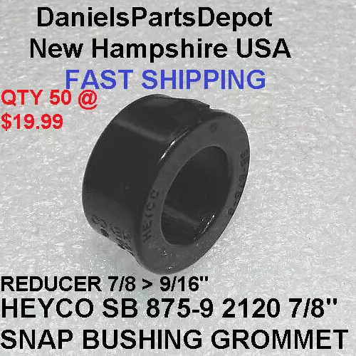 x50 7/8" HEYCO SB-875-9 2120 SNAP BUSHING BLACK NYLON PLASTIC CABLE PROTECTOR UK