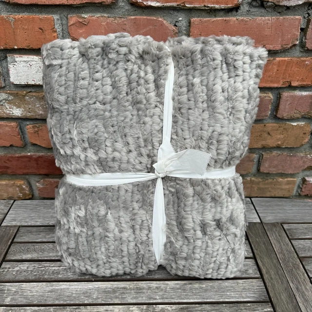 POTTERY BARN FAUX Fur Throw Blanket Frosted Taupe NWTs 139.95 PicClick