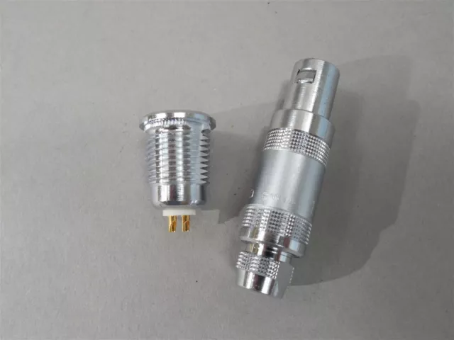 LEMO Connector Mated Pair: ERA.1S.302 Receptacle FFA.1S.302.CLAC62 Plug 2-Wire