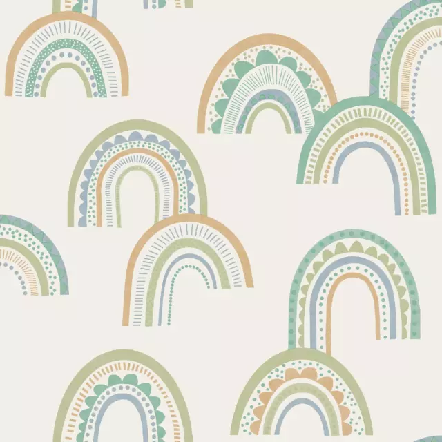 Holden Boho Rainbows Wallpaper Children's Nursery Bedroom - Green / Teal 13283