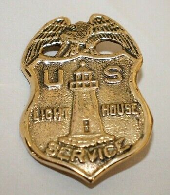 Vintage Style Brass Us Lighthouse Service Badge Reproduction