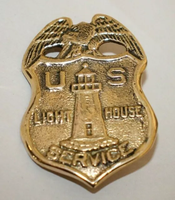 Vintage Style Brass Us Lighthouse Service Badge Reproduction