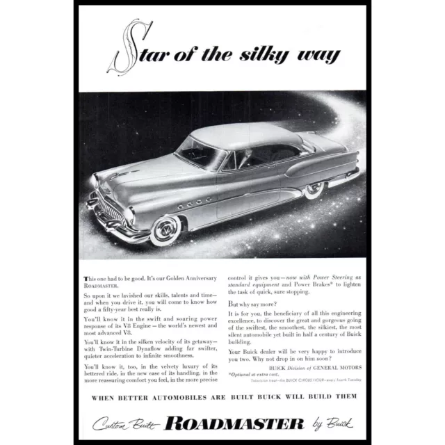 1953 Buick Roadmaster Coupe Vintage Print Ad Star of the Silky Way Wall Art