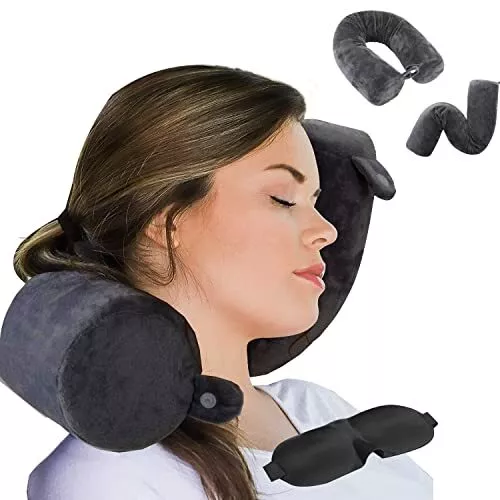 Twist Memory Foam Travel Pillow NeckChinShoulderLumbar and Leg Support for Ad...