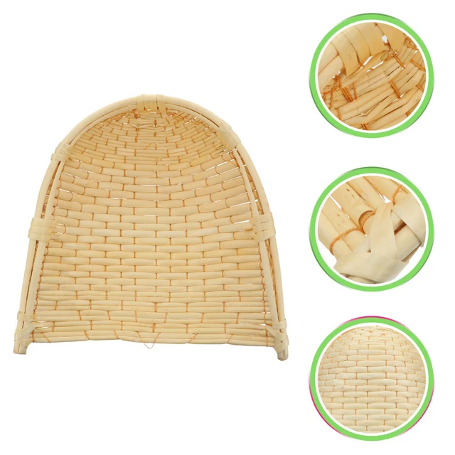 Cesta tejida de bambú de hierba Dustpan contenedor cesta de bambú tejida